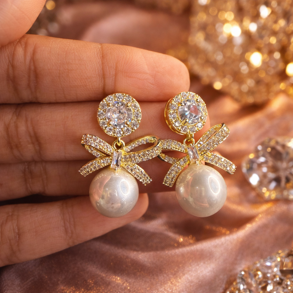 Perla Bow Royale Earrings