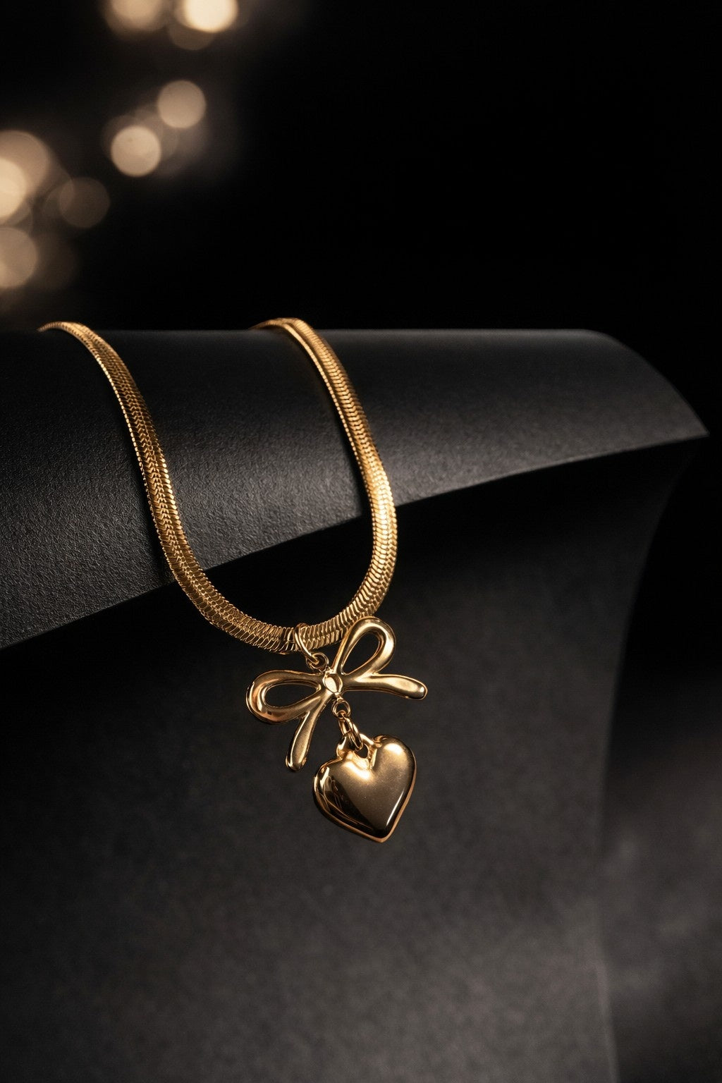 Bow Heart Necklace