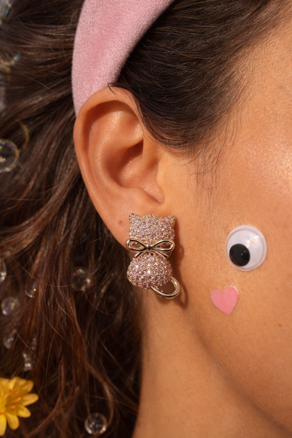 Kitty Studs- baby pink