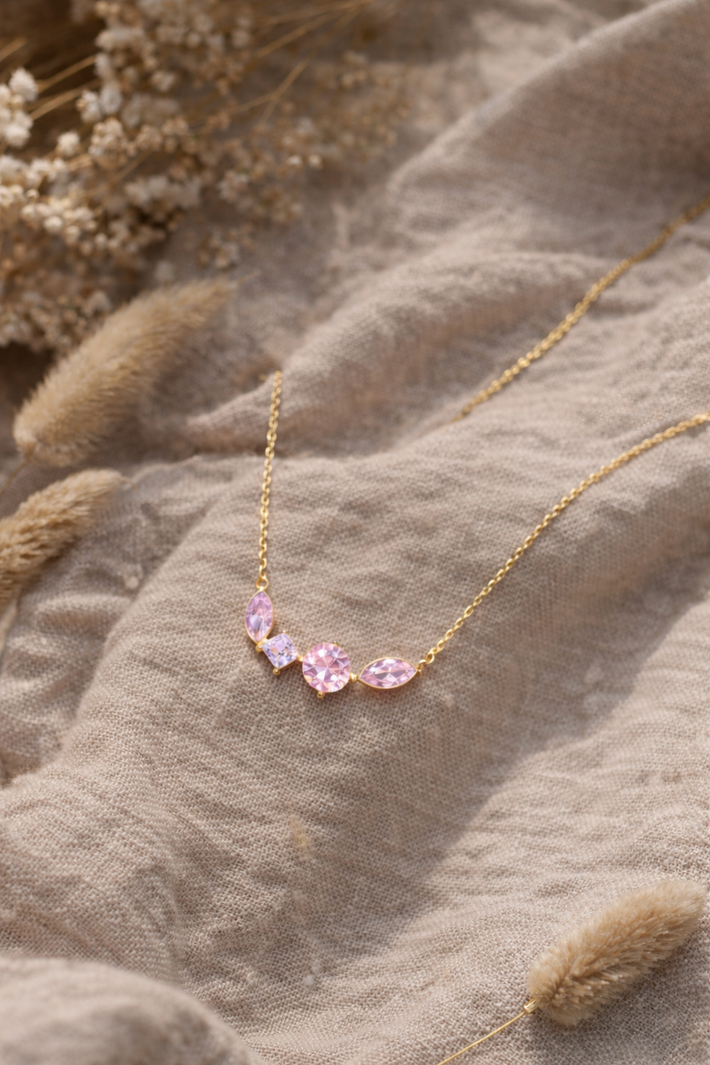 Baby pink diamond necklace