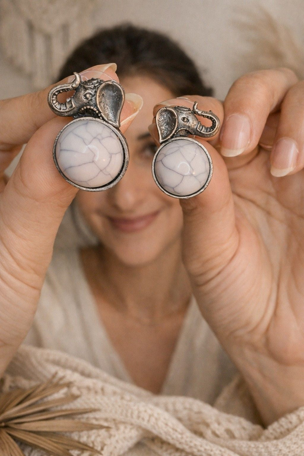 Mini Elephant stone earrings