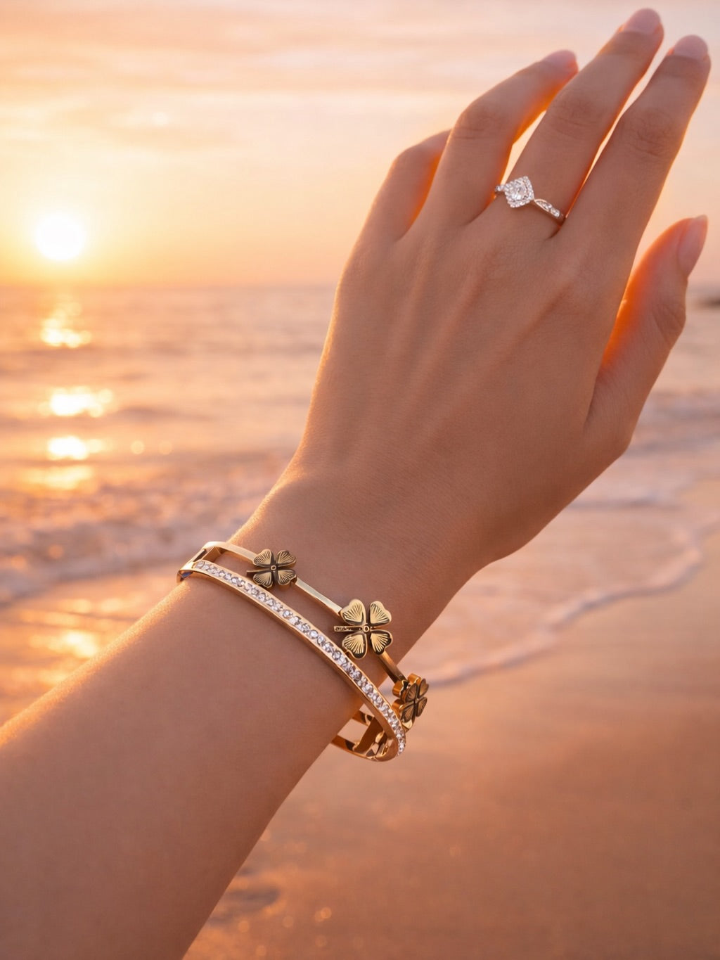 Radiant Gold-Tone Crystal Kundan Bracelet – Anti-Tarnish Finish